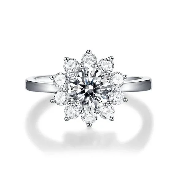 Certified 1ct. t.w. Moissanite Diamond Sunflower Ring NEW - Picture 7 of 13